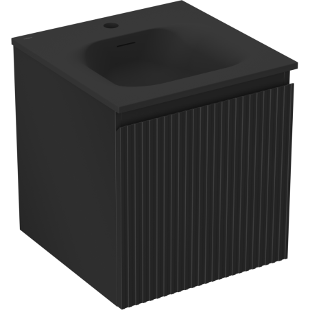 Mexen Rivel шкаф за баня 45 см с мивка Vela, 1 чекмедже, набразден, черен мат