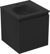 Mexen Rivel шкаф за баня 45 см с мивка Vela, 1 чекмедже, набразден, черен мат