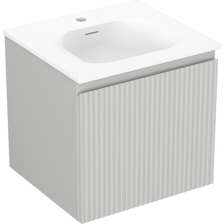 Mexen Rivel шкаф за баня 50 см с мивка Vela, 1 чекмедже, оребрена, сив мат/бял мат