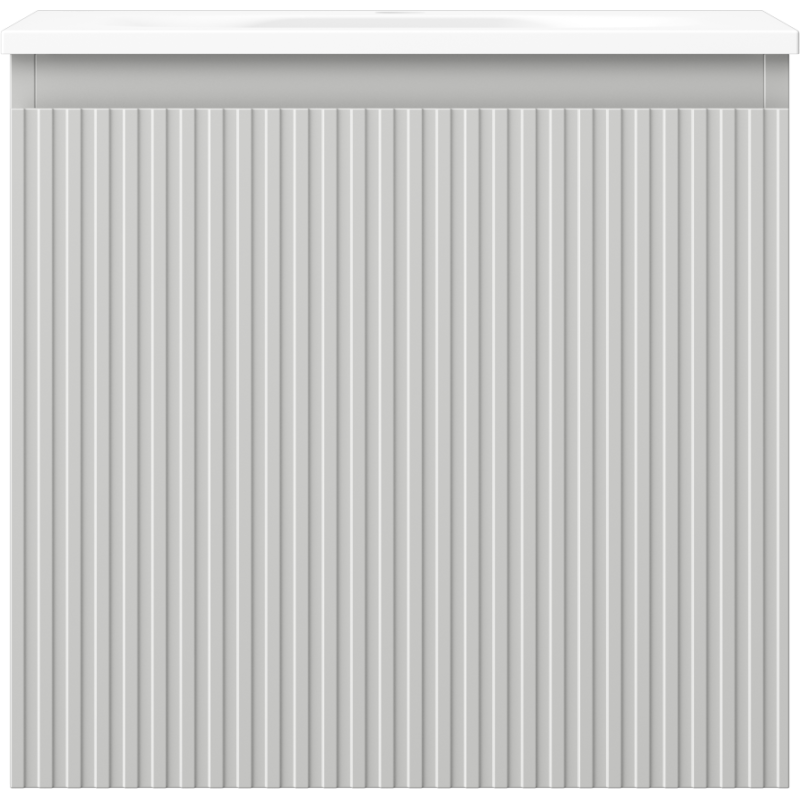 Mexen Rivel шкаф за баня 50 см с мивка Vela, 1 чекмедже, оребрена, сив мат/бял мат