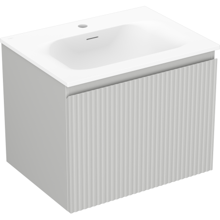 Mexen Rivel шкаф за баня 60 см с мивка Vela, 1 чекмедже, оребрен, сив мат/бял мат