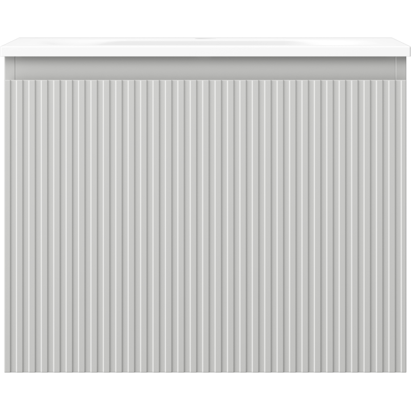 Mexen Rivel шкаф за баня 60 см с мивка Vela, 1 чекмедже, оребрен, сив мат/бял мат