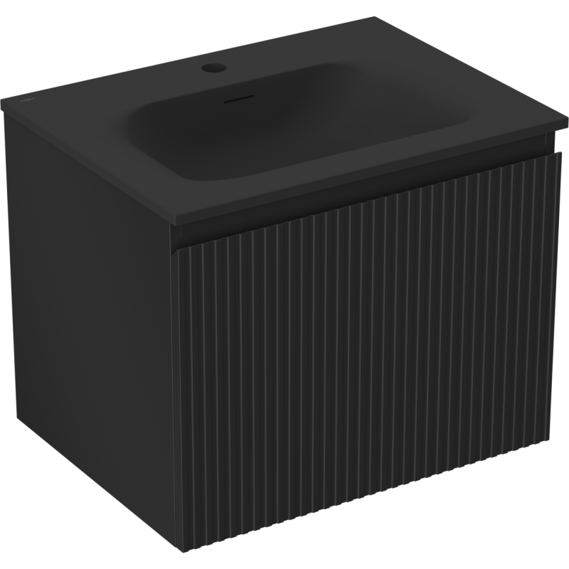 Mexen Rivel баня шкаф 60 см с мивка Vela, 1 чекмедже, оребрена, черно матово - 91A20-06047-1-BF71-W23M71