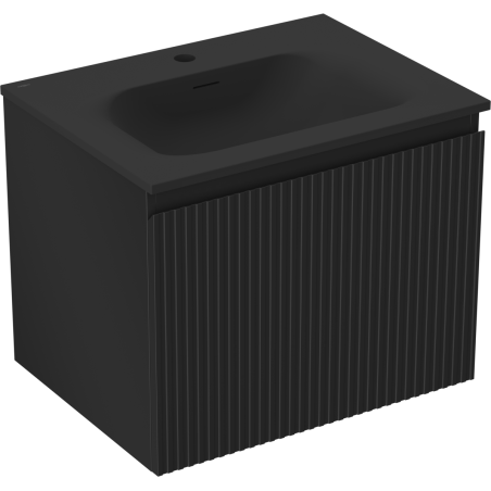 Mexen Rivel баня шкаф 60 см с мивка Vela, 1 чекмедже, оребрена, черно матово - 91A20-06047-1-BF71-W23M71