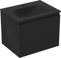 Mexen Rivel баня шкаф 60 см с мивка Vela, 1 чекмедже, оребрена, черно матово - 91A20-06047-1-BF71-W23M71