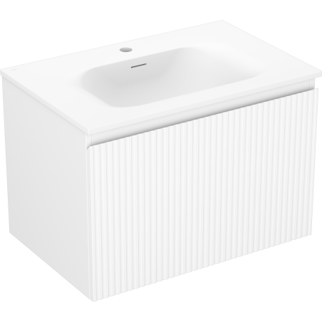 Mexen Rivel шкаф за баня 70 см с мивка Vela, 1 чекмедже, оребрена, бял мат - 91A20-07047-1-BF01-W23M01