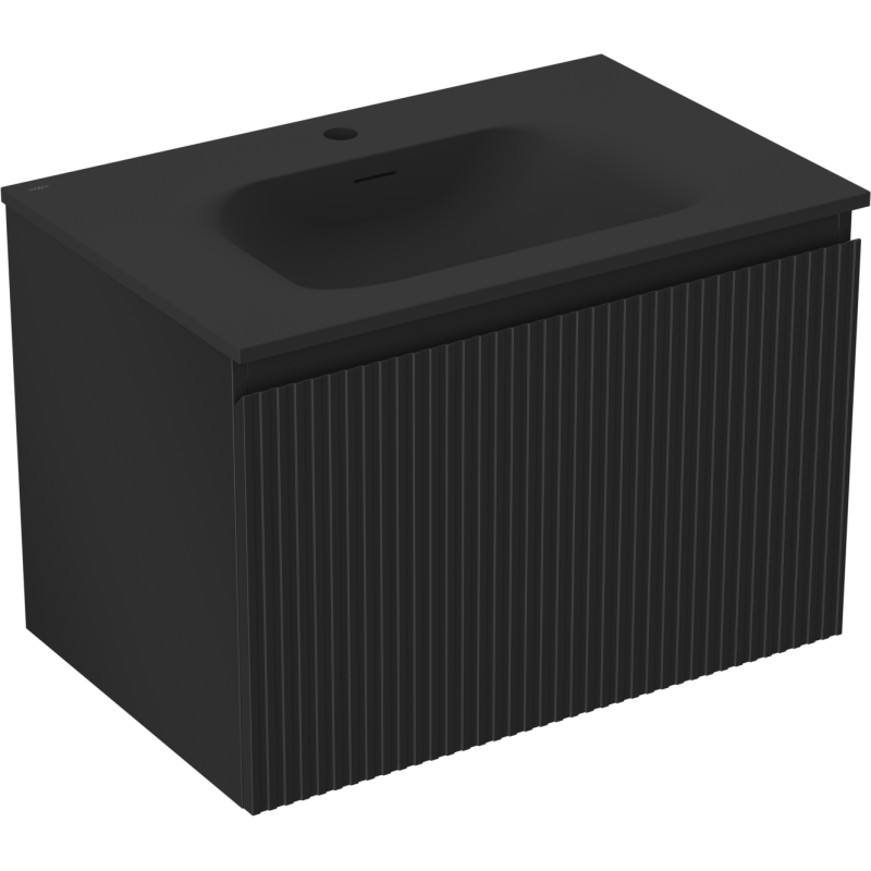Mexen Rivel шкаф за баня 70 см с мивка Vela, 1 чекмедже, оребрен , черен мат - 91A20-07047-1-BF71-W23M71