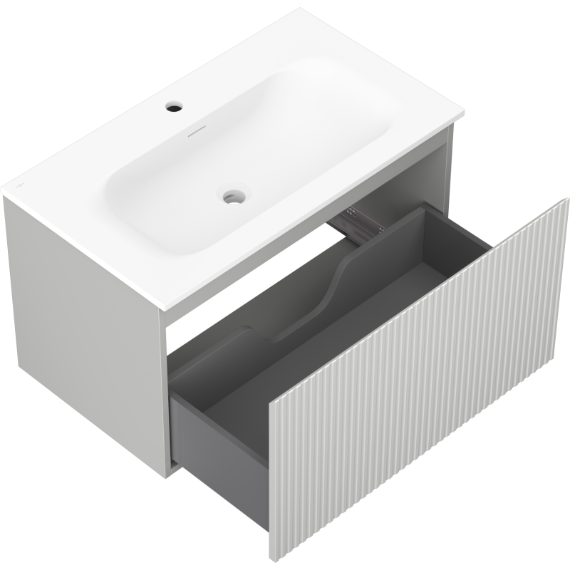 Mexen Rivel шкаф за баня 80 см с мивка Vela, 1 чекмедже, набразден, сив мат/бял мат - 91A20-08047-1-BF62-W23M01