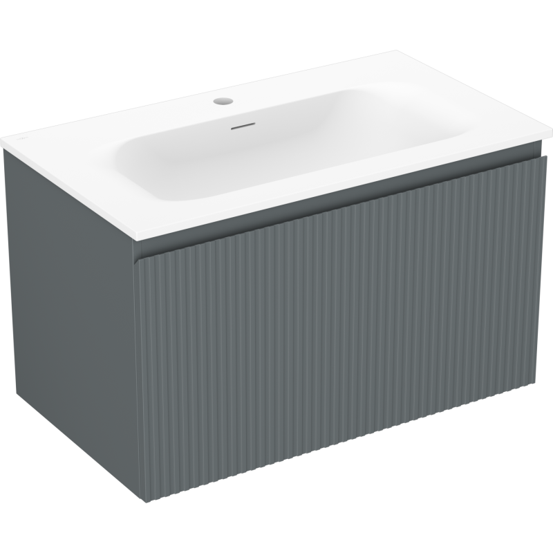 Mexen Rivel шкаф за баня 80 см с мивка Vela, 1 чекмедже, релефен, графит мат/бял мат - 91A20-08047-1-BF66-W23M01