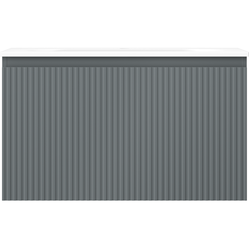 Mexen Rivel шкаф за баня 80 см с мивка Vela, 1 чекмедже, релефен, графит мат/бял мат - 91A20-08047-1-BF66-W23M01