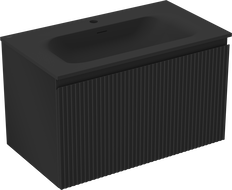 Mexen Rivel шкафче за баня 80 см с мивка Vela, 1 чекмедже, гофрирано, черен мат