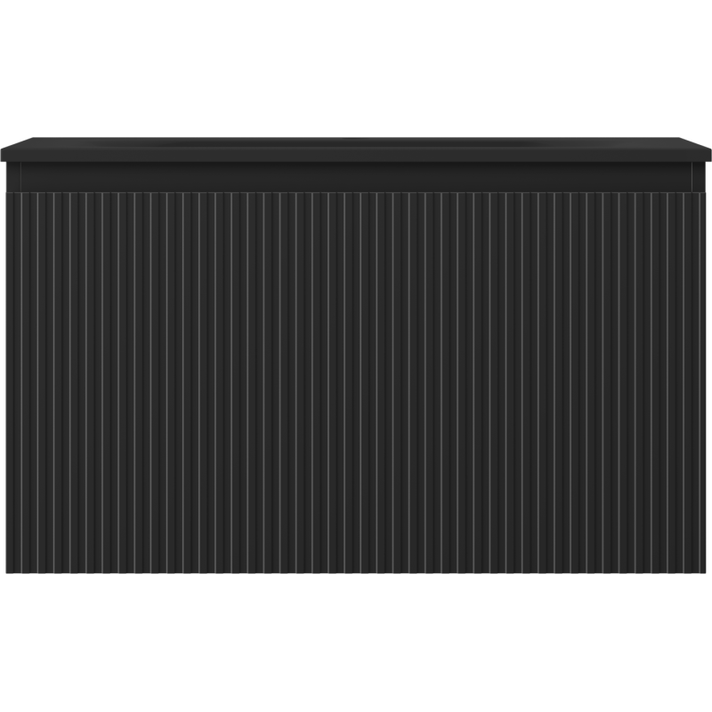 Mexen Rivel шкафче за баня 80 см с мивка Vela, 1 чекмедже, гофрирано, черен мат