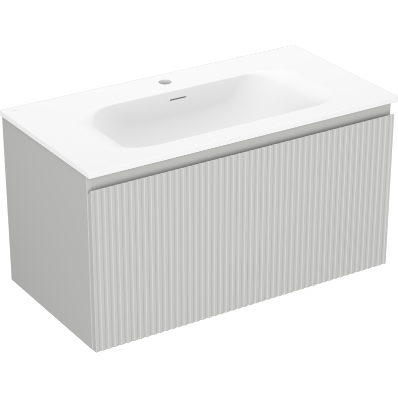 Mexen Rivel шкаф за баня 90 см с мивка Vela, 1 чекмедже, направени вълнообразно,