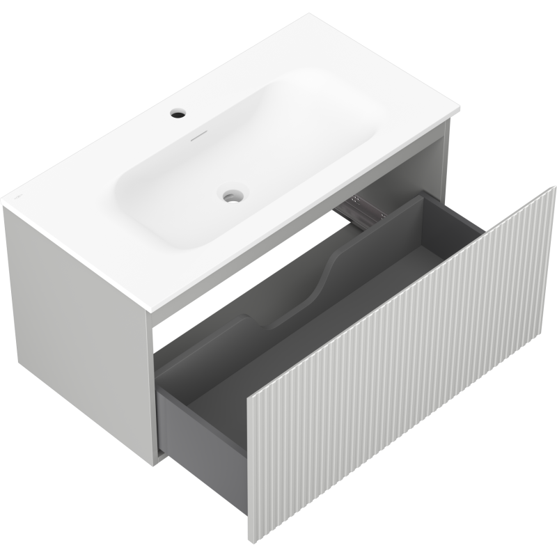 Mexen Rivel шкаф за баня 90 см с мивка Vela, 1 чекмедже, направени вълнообразно,