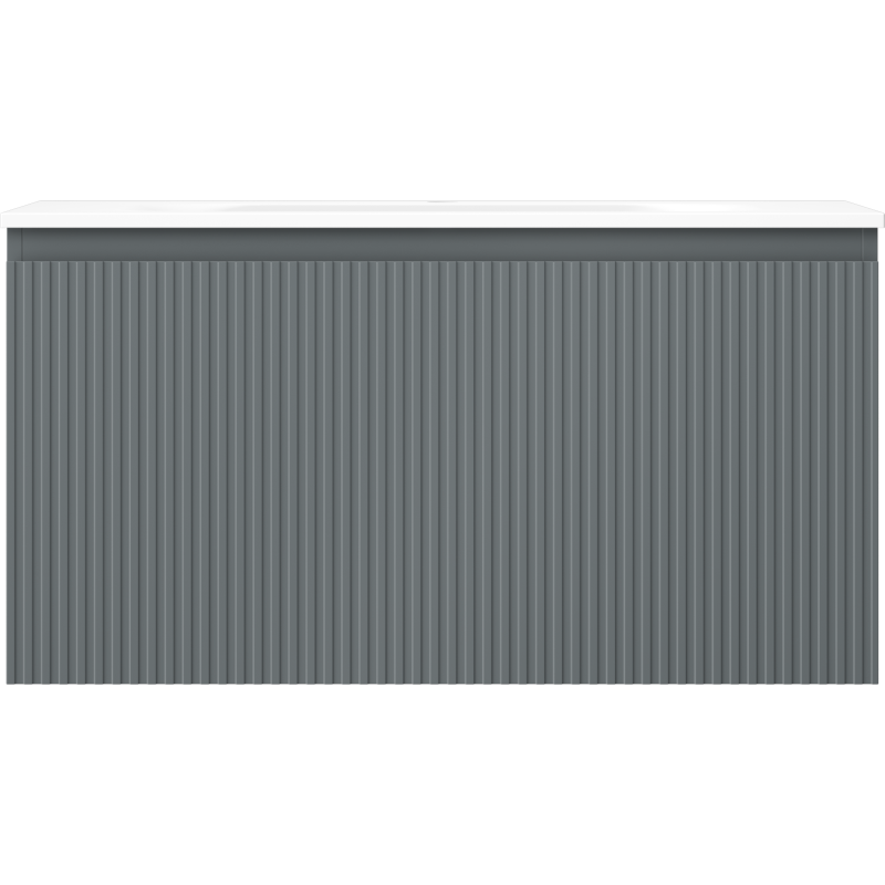 Mexen Rivel шкаф за баня 90 см с мивка Vela, 1 чекмедже, релефен, мат графит/бял