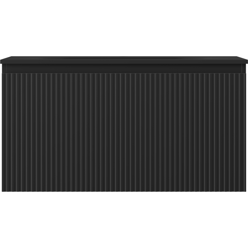 Mexen Rivel шкафче за баня 90 см с мивка Vela, 1 чекмедже, рифлено, черно мат - 91A20-09047-1-BF71-W23M71