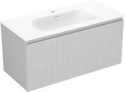 Mexen Rivel баня шкаф 100 см с мивка Vela, 1 чекмедже, с резби, сив мат/бял мат - 91A20-10047-1-BF62-W23M01