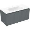 Mexen Rivel шкаф за баня 100 см с мивка Vela, 1 чекмедже, оребрена, мат графит/мат бял - 91A20-10047-1-BF66-W23M01
