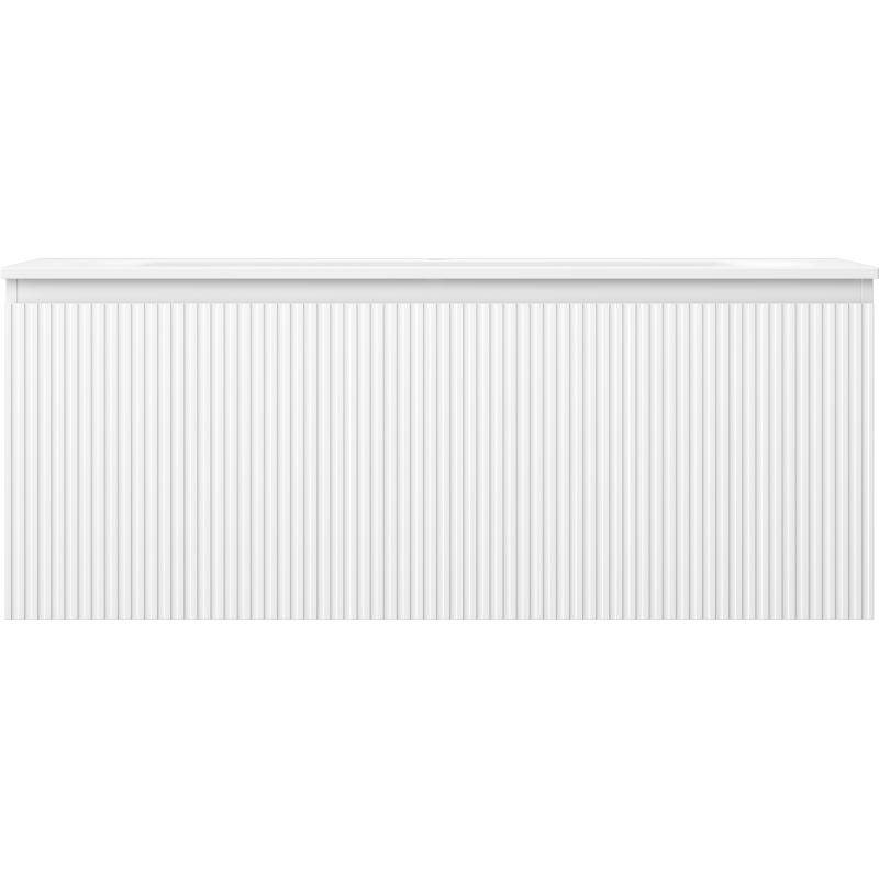 Mexen Rivel шкаф за баня 120 см с мивка Vela, 1 чекмедже, оребрена, бяла мат