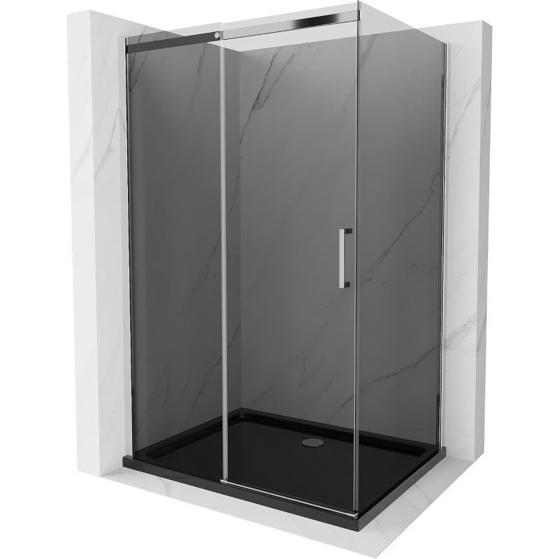 Mexen Omega плъзгаща се душкабина 120 x 80 см, графит, хром + поддушово корито