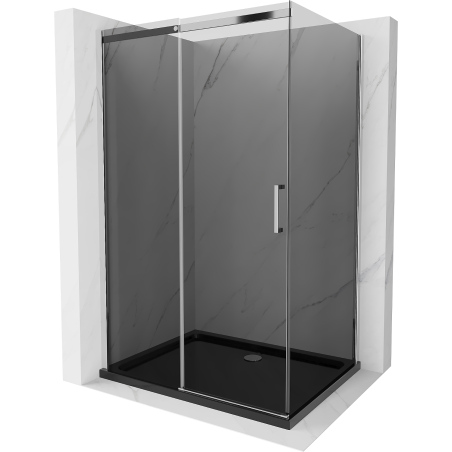 Mexen Omega плъзгаща се душкабина 120 x 80 см, графит, хром + поддушово корито