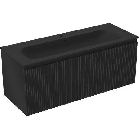 Mexen Rivel шкаф за баня 120 см с умивалник Vela, 1 чекмедже, оребрена, черна мат