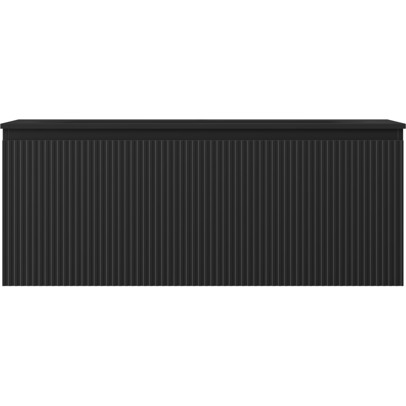 Mexen Rivel шкаф за баня 120 см с умивалник Vela, 1 чекмедже, оребрена, черна мат