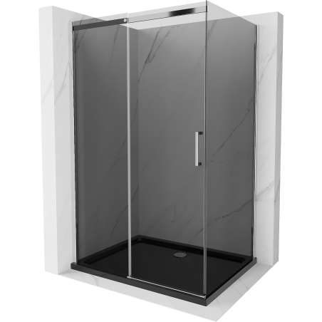 Mexen Omega плъзгаща се душ кабина 120 x 90 cm, графит, хром + тава Flat, черна