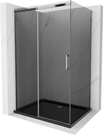 Mexen Omega плъзгаща се душ кабина 120 x 90 cm, графит, хром + тава Flat, черна