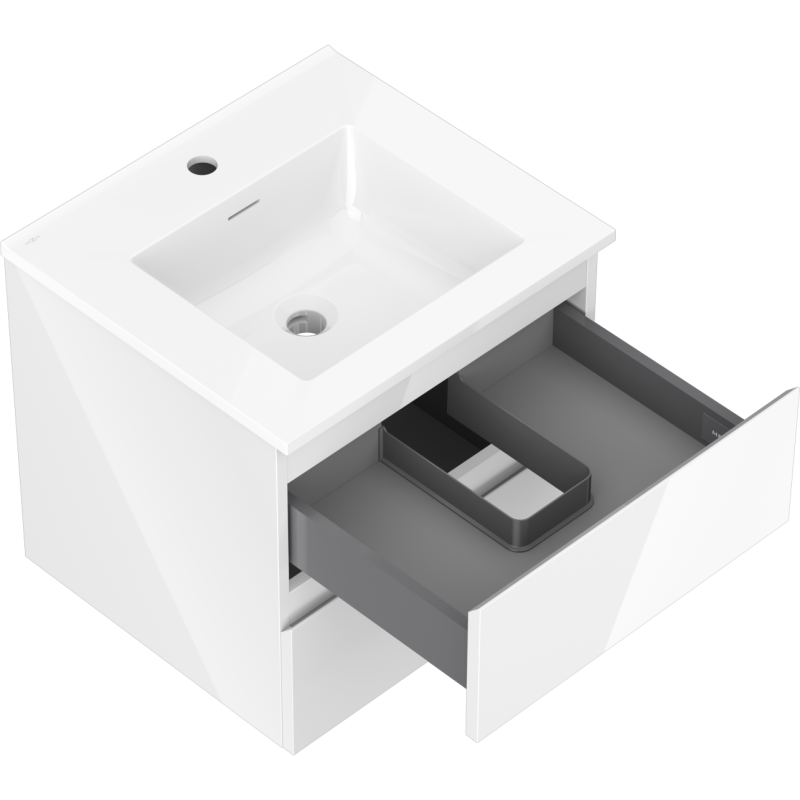 Mexen Orio шкаф за баня 50 см с мивка Otis, 2 чекмеджета, бял гланц - 91A10-05047-2-BFF00-W18M00