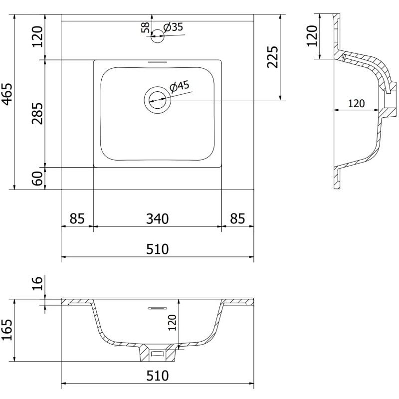 Mexen Orio шкаф за баня 50 см с мивка Otis, 2 чекмеджета, бял гланц - 91A10-05047-2-BFF00-W18M00