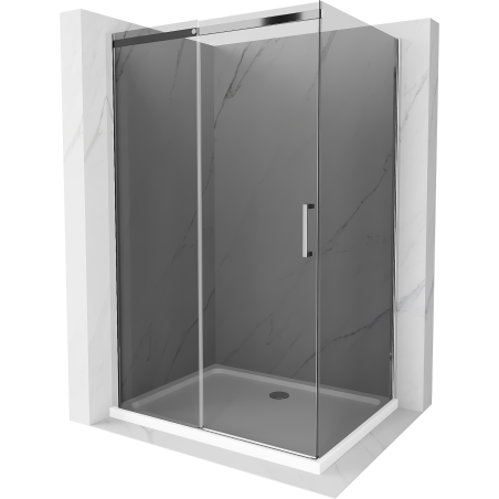 Mexen Omega раздвижна душ кабина 100 x 90 см, графит, хром + тава Flat, бяла