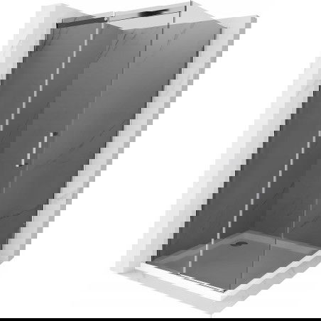 Mexen Omega плъзгаща се душ кабина 100 x 100 см, графит, хром + корито Flat, бяло - 825-100-100-01-40-4010