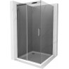 Mexen Omega плъзгаща се душ кабина 100 x 100 см, графит, хром + корито Flat, бял