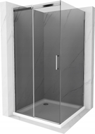 Mexen Omega плъзгаща се душ кабина 100 x 100 см, графит, хром + корито Flat, бял