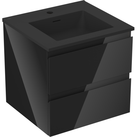 Mexen Orio шкаф за баня 50 см с мивка Otis, 2 чекмеджета, черен гланц/черен мат