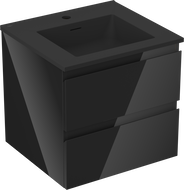 Mexen Orio шкаф за баня 50 см с мивка Otis, 2 чекмеджета, черен гланц/черен мат