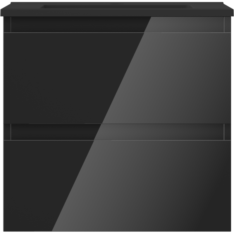 Mexen Orio шкаф за баня 50 см с мивка Otis, 2 чекмеджета, черен гланц/черен мат