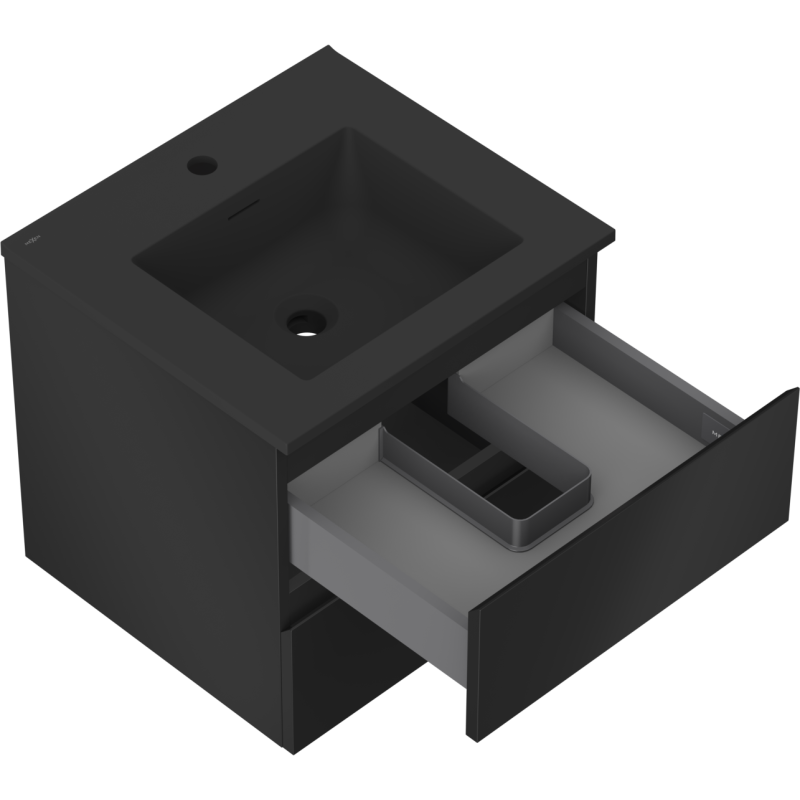 Mexen Orio шкафче за баня 50 см с мивка Otis, 2 чекмеджета, черно матово