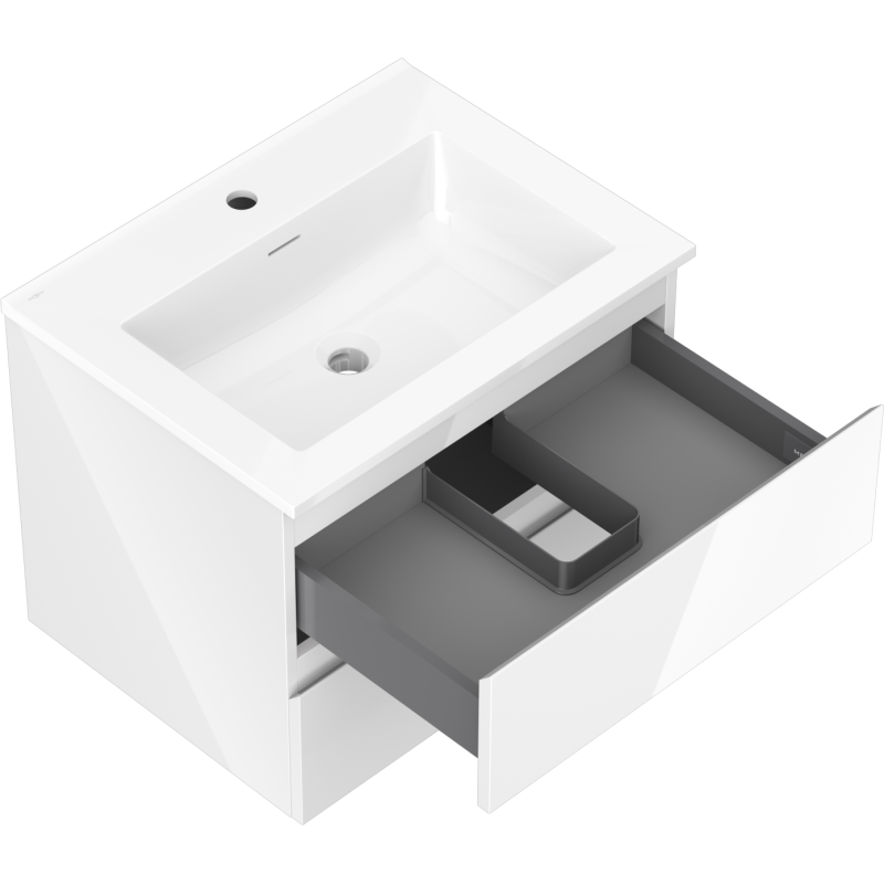 Mexen Orio баня шкаф 60 см с мивка Otis, 2 чекмеджета, бял гланц - 91A10-06047-2-BFF00-W18M00