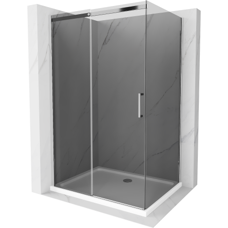 Mexen Omega плъзгаща се душ кабина 120 х 70 см, графит, хром + основа Flat, бял - 825-120-070-01-40-4010