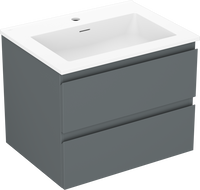 Mexen Orio шкаф за баня 60 см с мивка Otis, 2 чекмеджета, графит мат/бял мат