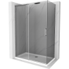 Mexen Omega плъзгаща се душ кабина 130 x 70 cm, графит, хром + бял поддушов плот Flat - 825-130-070-01-40-4010