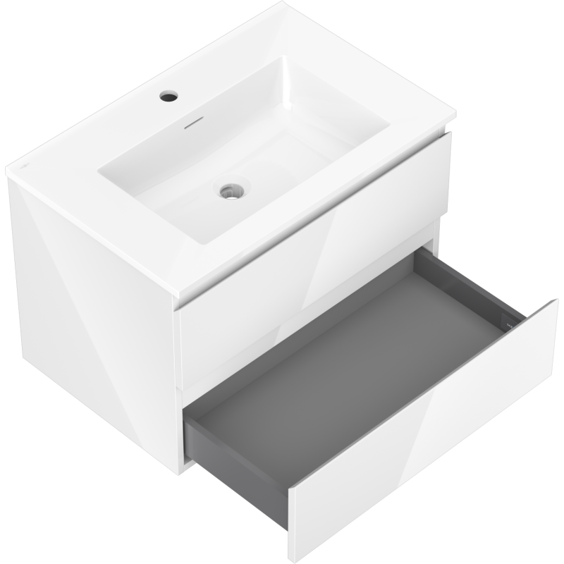 Mexen Orio шкаф за баня 70 см с мивка Otis, 2 чекмеджета, бял гланц