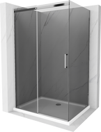 Mexen Omega разтегателна душ кабина 130 x 100 см, графит, хром + поддушка Flat, бял
