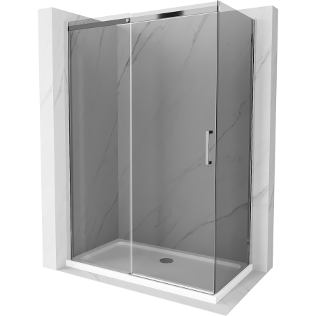 Mexen Omega плъзгаща се душ кабина 140 x 80 см, графит, хром + плосък поддушник,