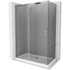 Mexen Omega плъзгаща се душ кабина 140 x 80 см, графит, хром + бял душ поддон Flat - 825-140-080-01-40-4010