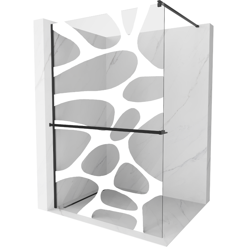 Mexen Kioto+ душ панел с рафт Walk-in 80 x 200 см, бяла вълна, черна - 800-080-121-70-97