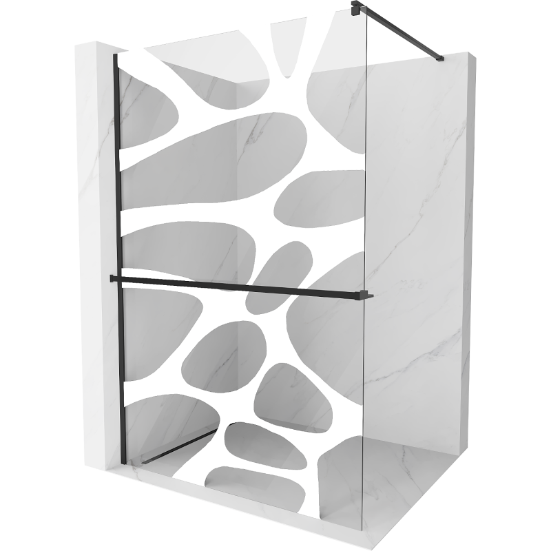 Mexen Kioto+ душова стена с рафт Walk-in 80 x 200 cm, бял модел, черен - 800-080-121-70-97