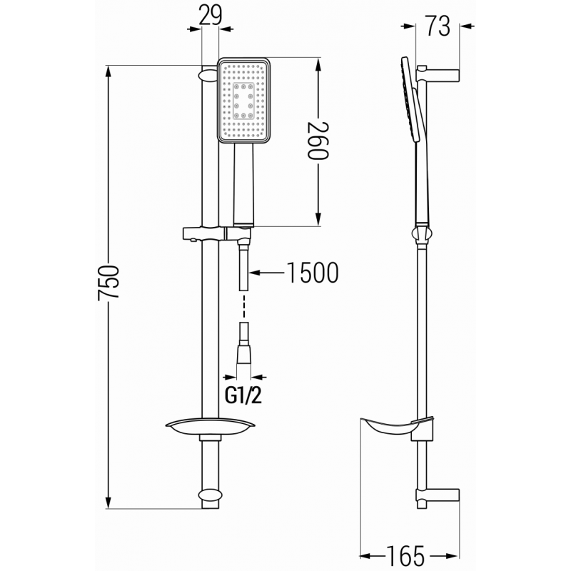 Mexen DB54 плъзгащ се душ комплект, черен/хром - 785544584-17
